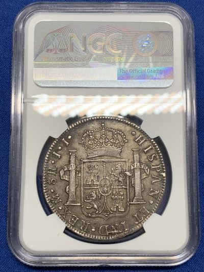《竞宝斋》第239场-周日，周一 年终拍场 (全场包邮) NGC-XF45 墨西哥 1818年 费迪南七世 8里亚尔银币 深彩老包浆 吉祥年份 币面压力十足