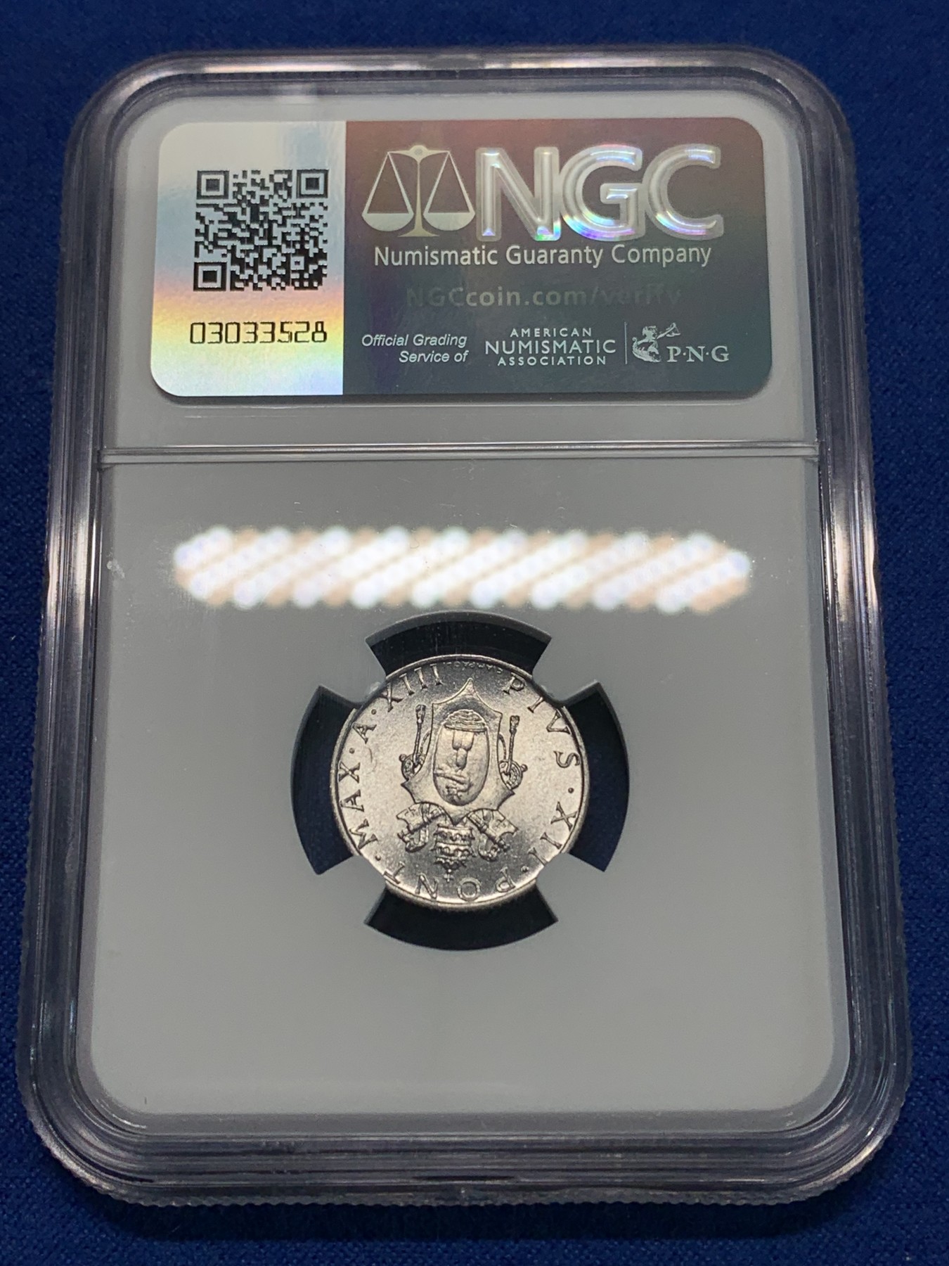 《竞宝斋》第240场-周日，周一 年终尾场 (全场包邮) NGC MS65 梵蒂冈1951年2里拉，高分好光泽可收藏！