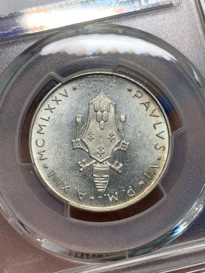 《竞宝斋》第239场-周日，周一 年终拍场 (全场包邮) PCGS MS63 梵蒂冈1975年500里拉银币 漂亮葡萄图案