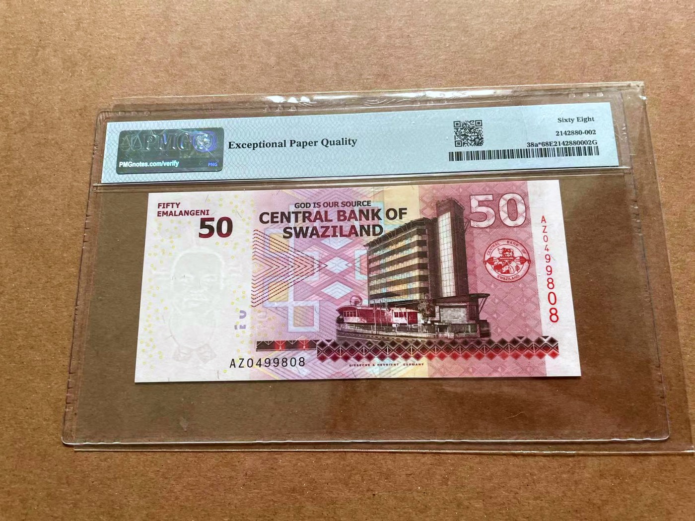 【Blue Auction】✨世界纸币精拍第428期——苍老师专场 PART1 【补号】斯威士兰 2010年50E PMG68EPQ 高分