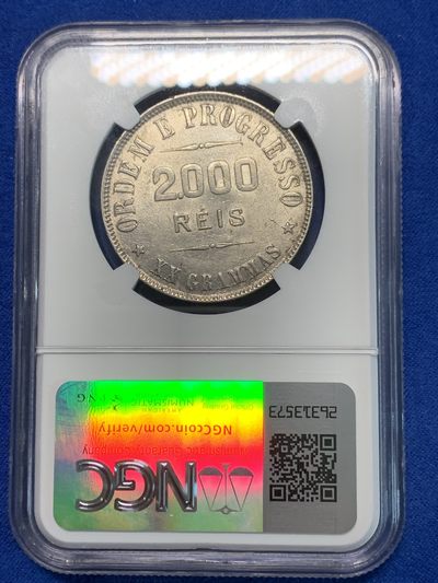 《竞宝斋》第239场-周日，周一 年终拍场 (全场包邮) NGC AU58 巴西女神1907年2000瑞斯银币