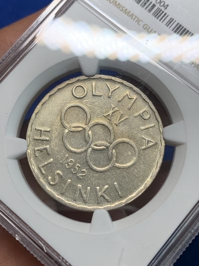 《竞宝斋》第239场-周日，周一 年终拍场 (全场包邮) NGC-MS62 芬兰1952年500马克银币，首枚奥运会纪念币