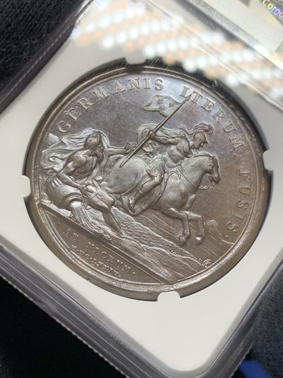 《竞宝斋》第239场-周日，周一 年终拍场 (全场包邮) 唯一冠军分 NGC MS66BN 法国1674年路易十四太阳王拉登堡战役纪念大铜章