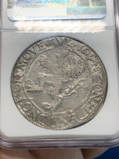 《竞宝斋》第239场-周日，周一 年终拍场 (全场包邮) NGC MS62 尼德兰1648年坎彭市雄狮1L打制银币