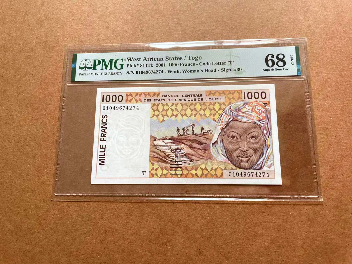 【Blue Auction】✨世界纸币精拍第428期——苍老师专场 PART1 法属西非 2001年1000法郎 PMG68EPQ 超高分