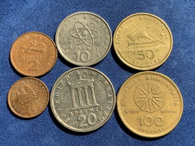 《竞宝斋》第239场-周日，周一 年终拍场 (全场包邮) 6枚一组 80年代希腊流通币一套