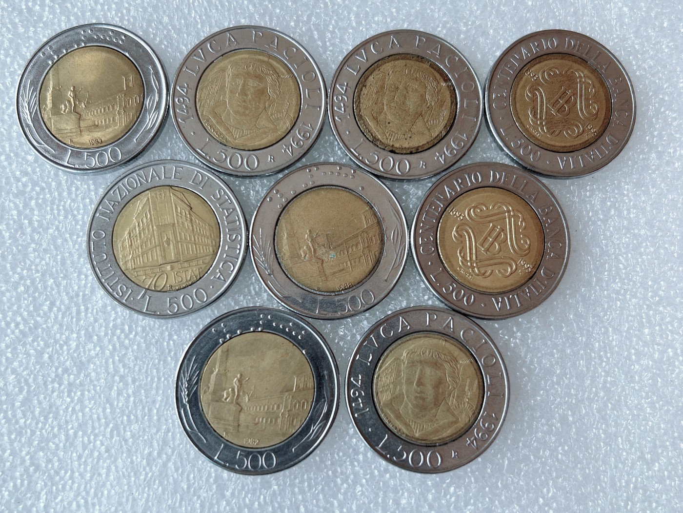 第一海外回流一元起拍收藏 散币专场 第62期 意大利500里拉双色币 9枚