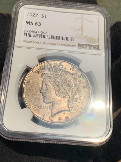 《竞宝斋》第239场-周日，周一 年终拍场 (全场包邮) NGC-MS63 美国1922和平鸽1美元银币