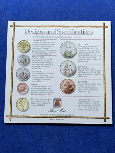 《竞宝斋》第239场-周日，周一 年终拍场 (全场包邮) 英国1987年硬币套装，共7枚