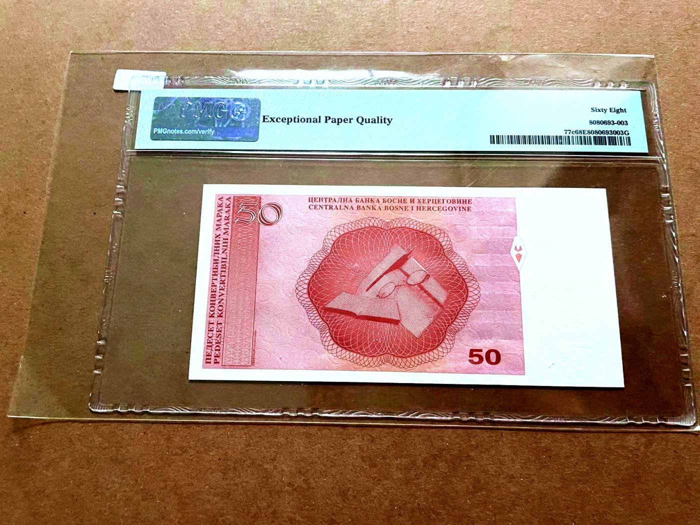 【Blue Auction】✨世界纸币精拍第429期——苍老师专场 PART2 【倒置号】波黑 2009年50马克 PMG68EPQ  超高分