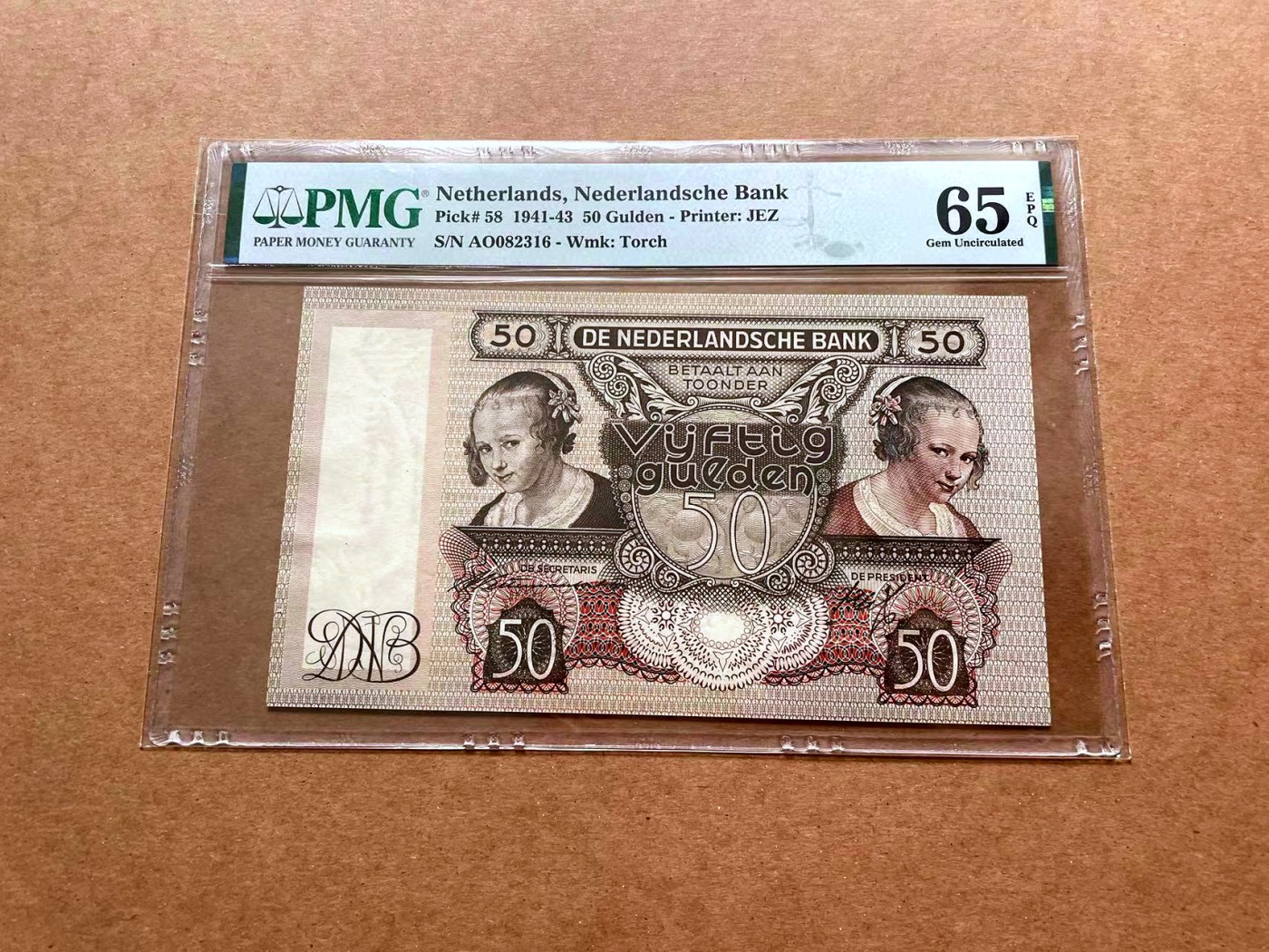 【Blue Auction】✨世界纸币精拍第428期——苍老师专场 PART1 荷兰 1941-43年50盾 AO冠 经典吃牡蛎的小女孩 PMG65EPQ 绝品
