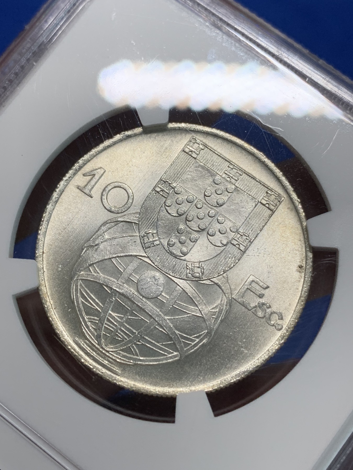 《竞宝斋》第240场-周日，周一 年终尾场 (全场包邮) NGC-MS64 葡萄牙 1955年10埃斯库多银币 大帆船 一帆风顺 性价比高