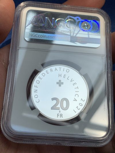 《竞宝斋》第239场-周日，周一 年终拍场 (全场包邮) NGC-PF70 瑞士2021年发行的错觉艺术生命之桥20瑞士法郎（发行5000枚） 盒证齐全 20g 33mm 835银