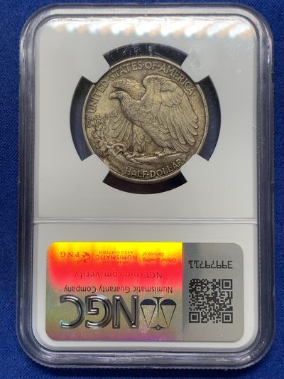 《竞宝斋》第239场-周日，周一 年终拍场 (全场包邮) NGC-MS63 美国 1945年 半美元 银币 厚重的灰黑色包浆 状态难得