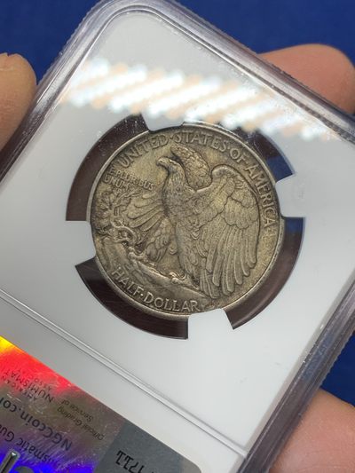 《竞宝斋》第239场-周日，周一 年终拍场 (全场包邮) NGC-MS63 美国 1945年 半美元 银币 厚重的灰黑色包浆 状态难得