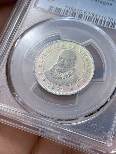 《竞宝斋》第239场-周日，周一 年终拍场 (全场包邮) PCGS金盾 PR67DCAM 尼加拉瓜1972年南美太阳神50分精制镍币