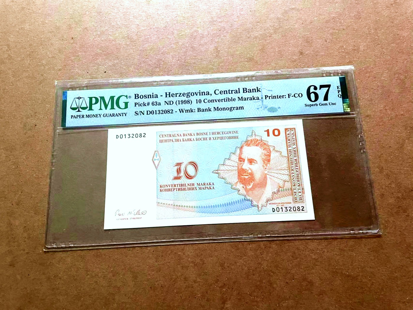 【Blue Auction】✨世界纸币精拍第429期——苍老师专场 PART2 【无47】波黑 1998年10马克 PMG67EPQ  