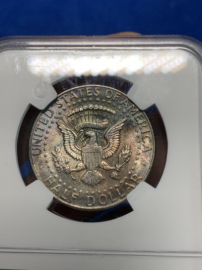 《竞宝斋》第239场-周日，周一 年终拍场 (全场包邮) NGC-MS64 美国1964年肯尼迪50分首年份高银币，双面酱彩