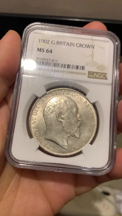 《竞宝斋》第240场-周日，周一 年终尾场 (全场包邮) NGC-MS64 英国1902年爱德华七世马剑克朗银币