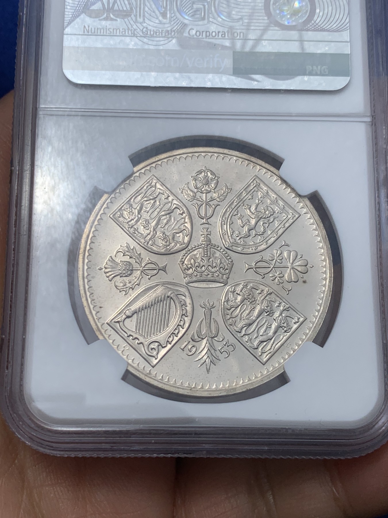 《竞宝斋》第240场-周日，周一 年终尾场 (全场包邮) NGC PF65 英国1953年 伊丽莎白二世女王加冕登基纪念精制克朗