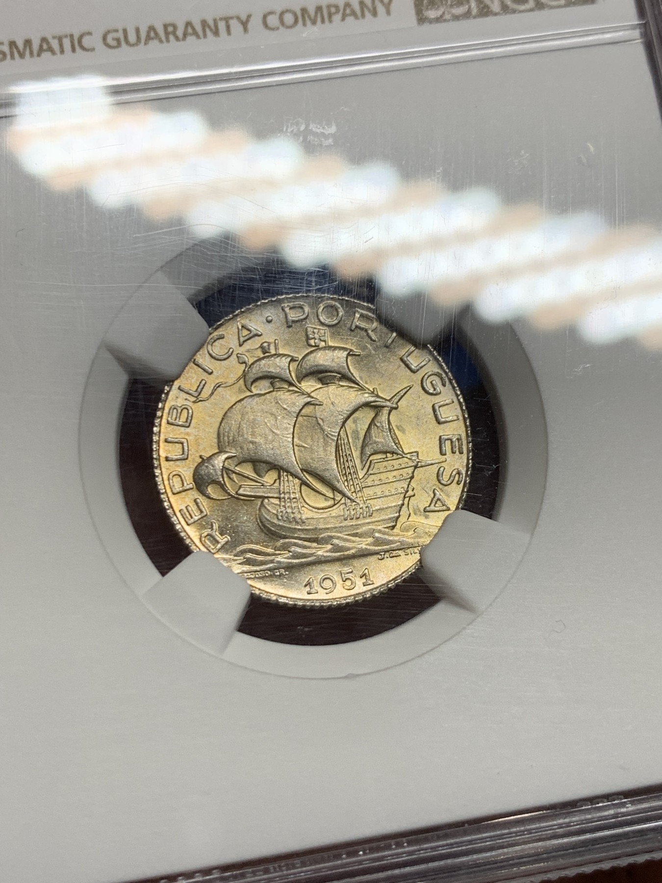 《竞宝斋》第240场-周日，周一 年终尾场 (全场包邮) NGC MS66 葡萄牙1951年帆船2.5埃斯库多银币