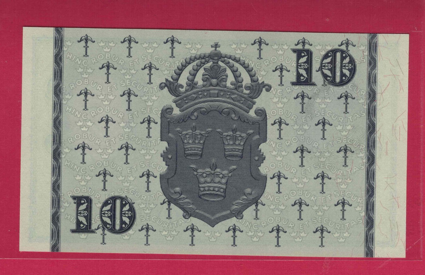 瑞典1956年10克郎 签名如图 无4 欧洲纸币 实物图 UNC