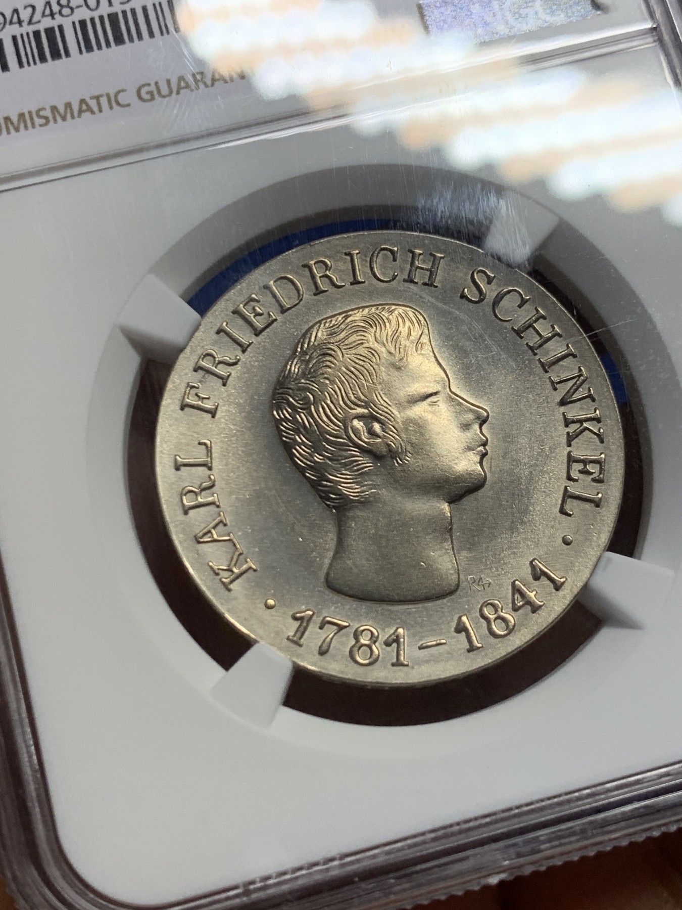 《竞宝斋》第240场-周日，周一 年终尾场 (全场包邮) NGC UNC 1966年民主德国辛克尔纪念10马克银币，东德第一枚纪念银币，少见品种