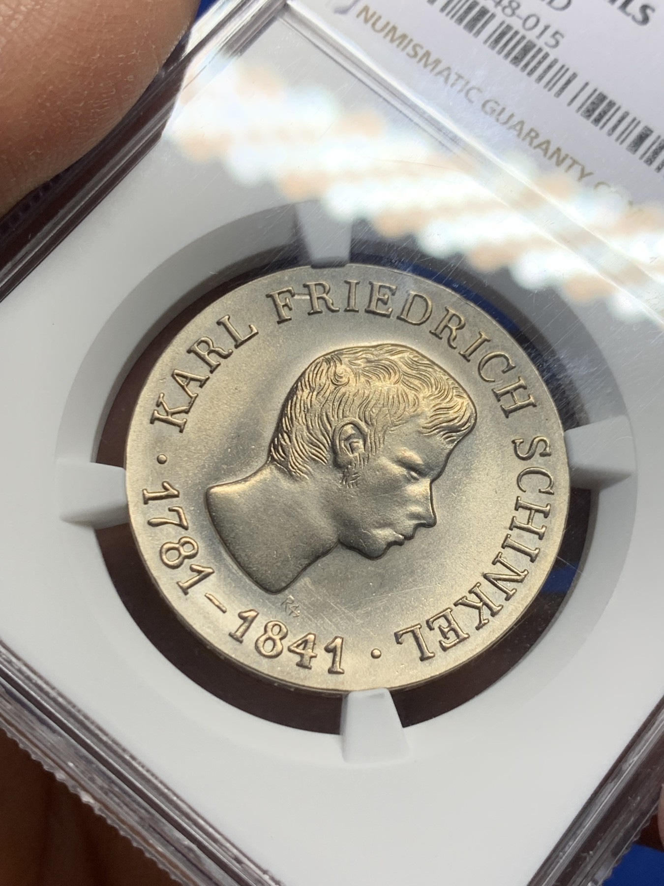 《竞宝斋》第240场-周日，周一 年终尾场 (全场包邮) NGC UNC 1966年民主德国辛克尔纪念10马克银币，东德第一枚纪念银币，少见品种