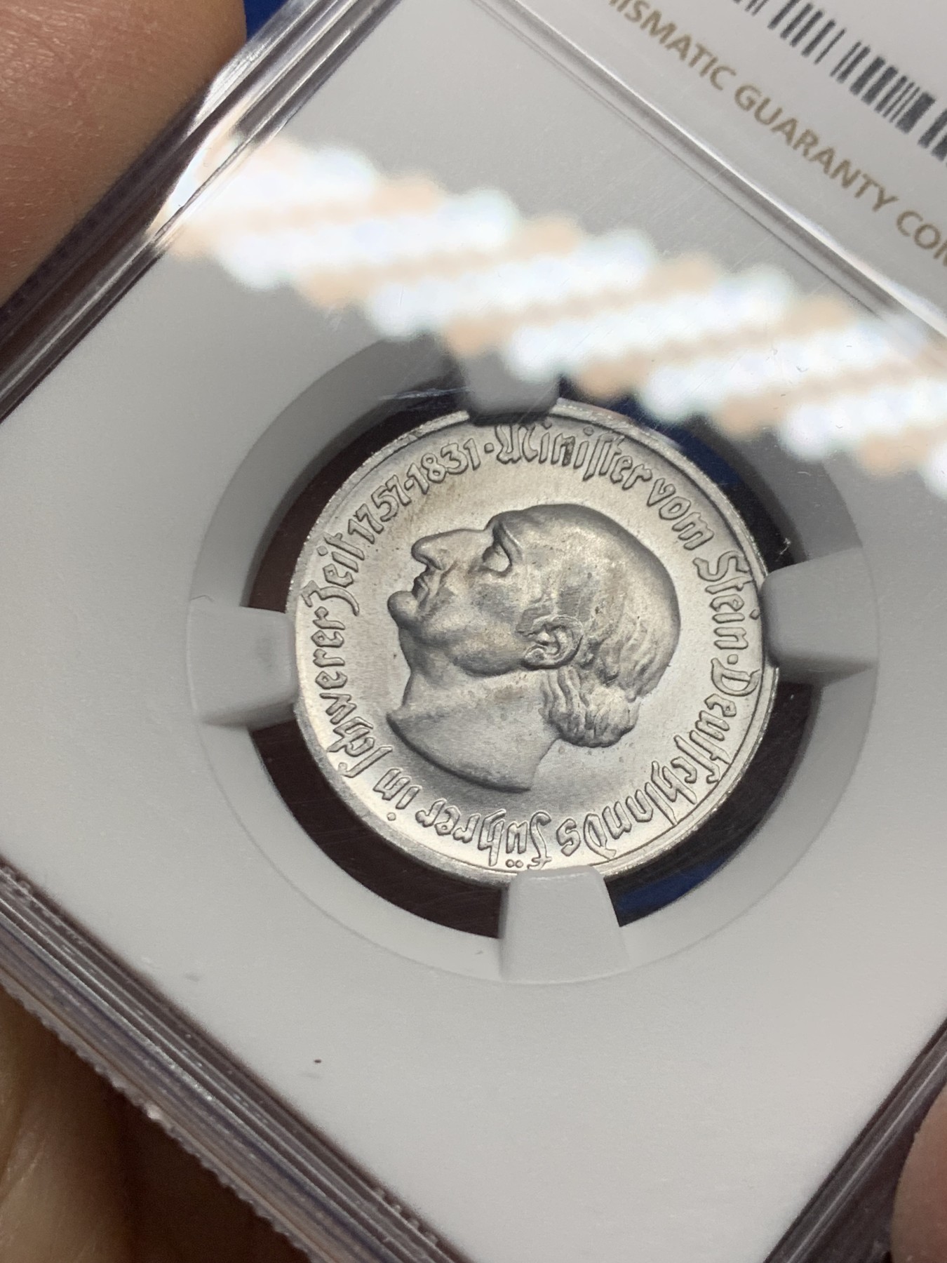 《竞宝斋》第240场-周日，周一 年终尾场 (全场包邮) NGC MS64 德国紧急状态硬币威斯特法伦1921年50芬尼马币，少见小面值，凑套必备