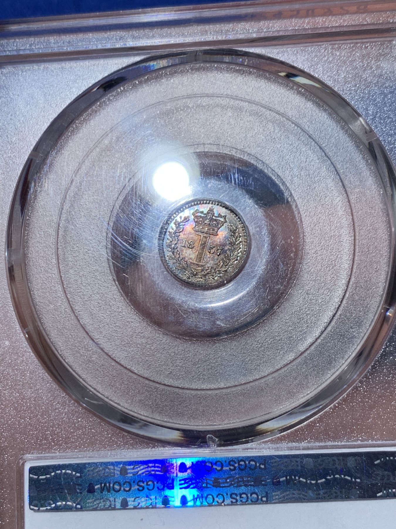 《竞宝斋》第240场-周日，周一 年终尾场 (全场包邮) 4枚一组 PCGS PL63-67 英国1857小维早期濯足币，1D+2D+3D+4D面值，顶级分数PL状态，附送原盒传承有序