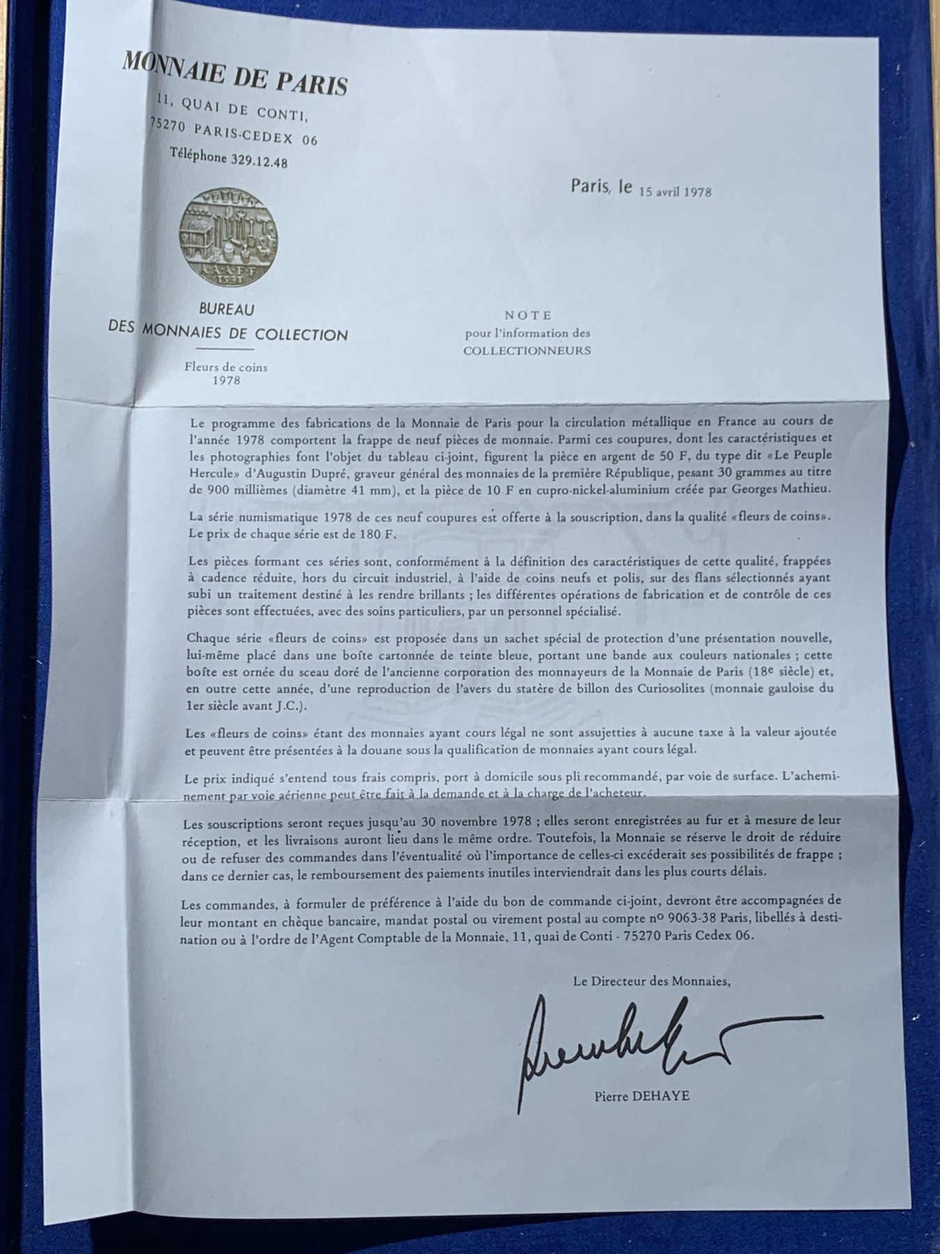 《竞宝斋》第240场-周日，周一 年终尾场 (全场包邮) 官方原盒未流通套币 法兰西第五共和国 巴黎造币厂 1978年BU套币册 状态很好