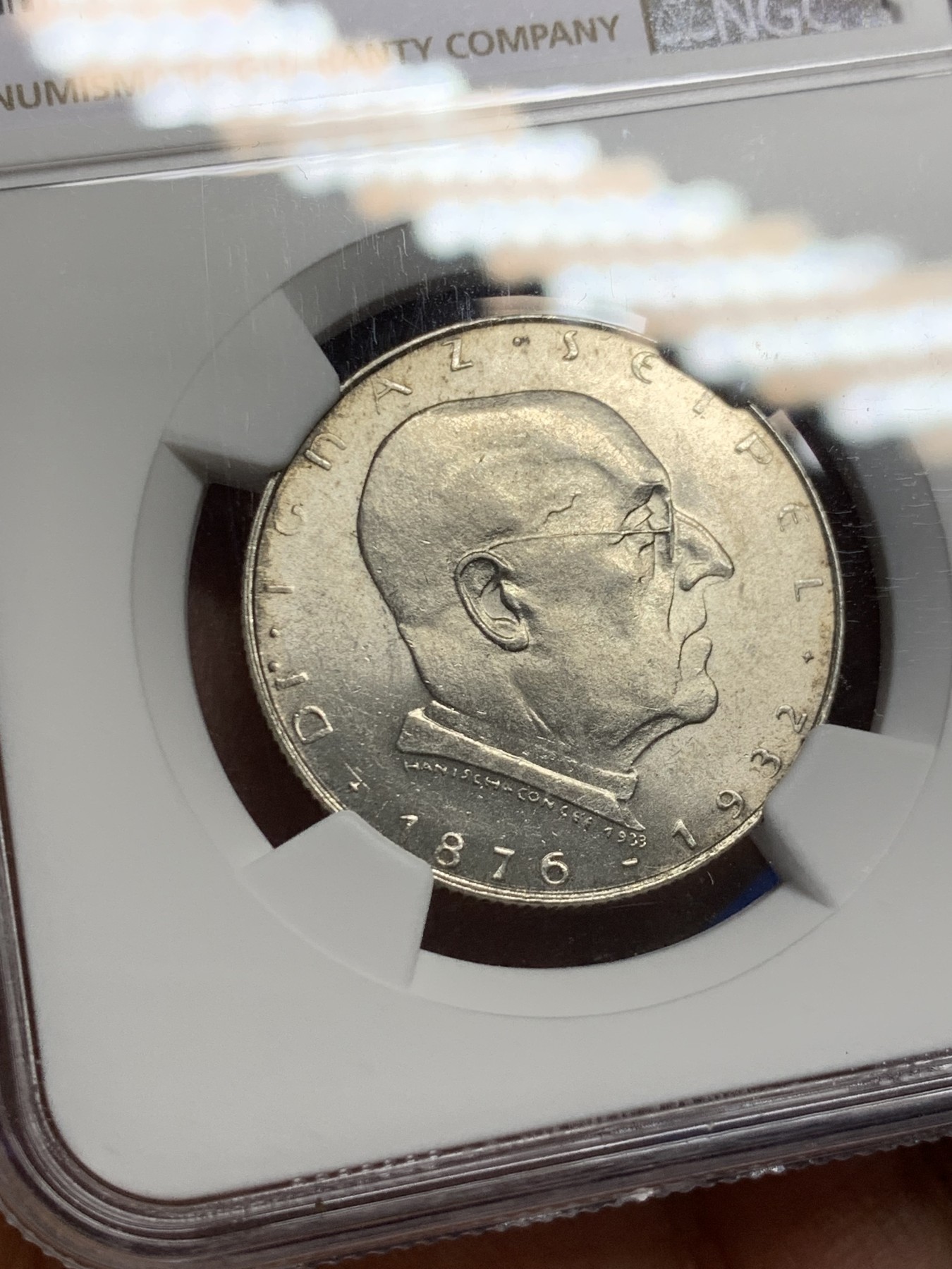 《竞宝斋》第240场-周日，周一 年终尾场 (全场包邮) NGC MS63 奥地利1933年塞佩尔2先令银币 转光好品 少见品种