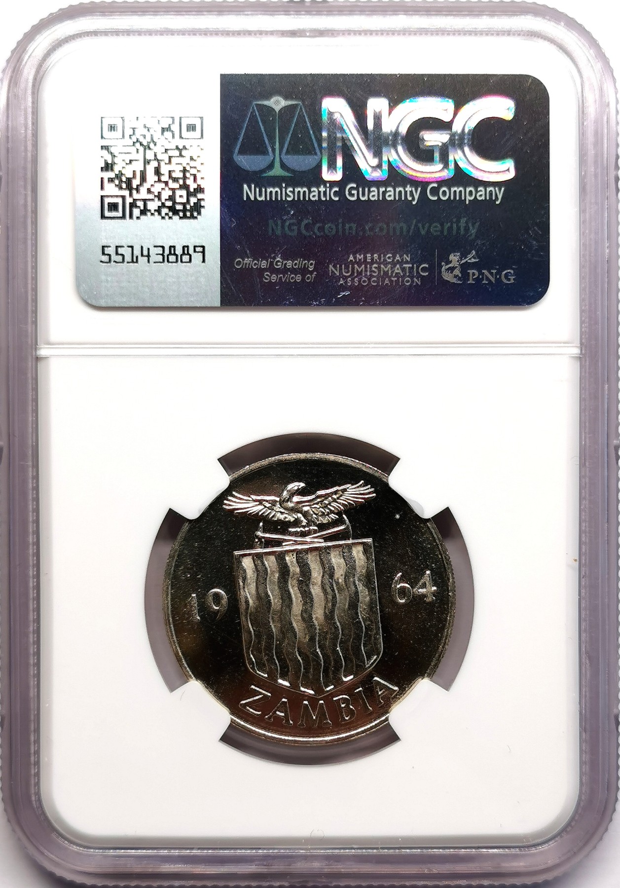 凡希社世界钱币微拍第二百六十期 1964赞比亚苇羚2先令精铸NGC-PF66CAMEO