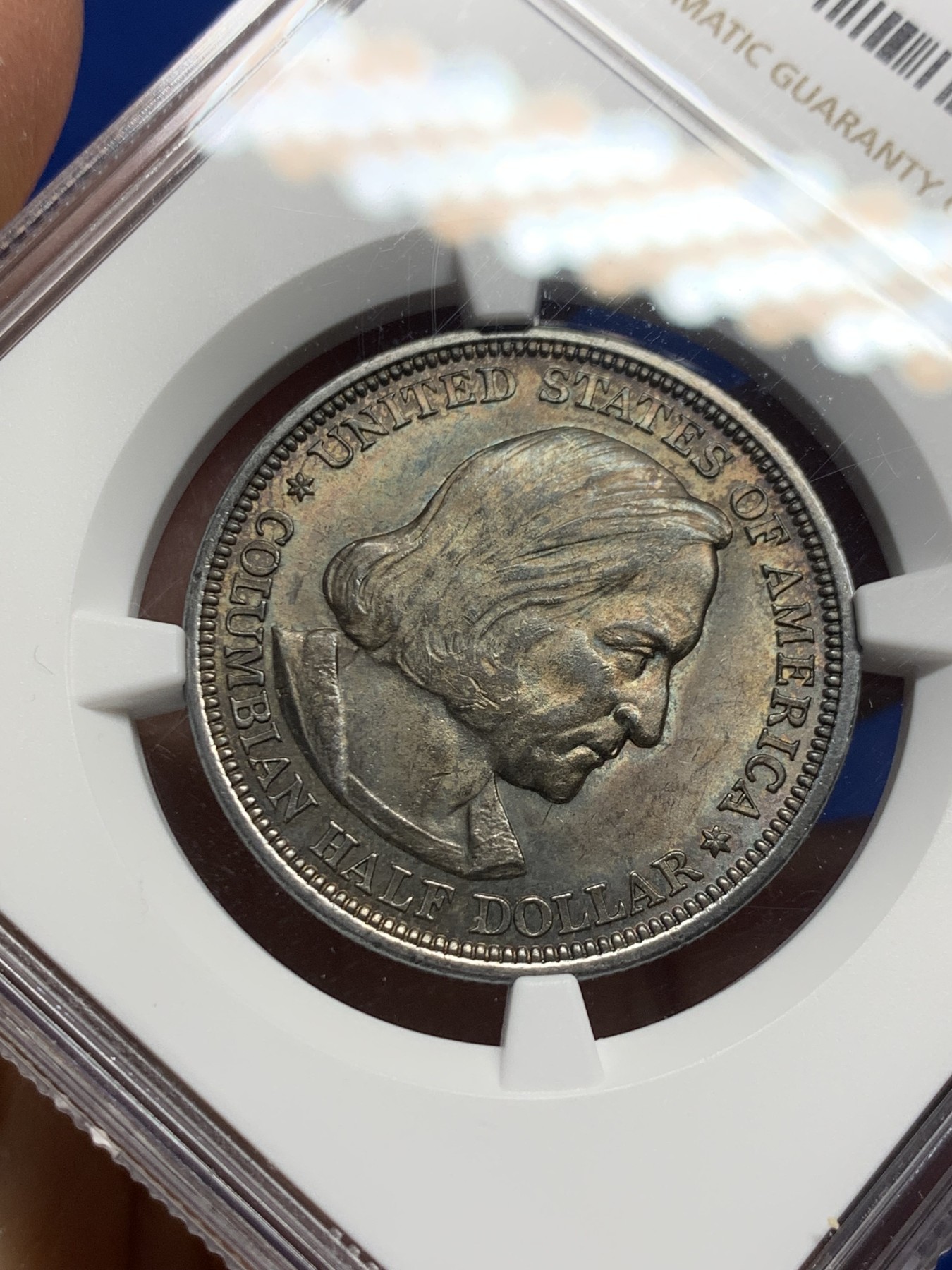 《竞宝斋》第240场-周日，周一 年终尾场 (全场包邮) NGC-MS64 美国 1893 哥伦布半美元银币 64高分 深彩包浆