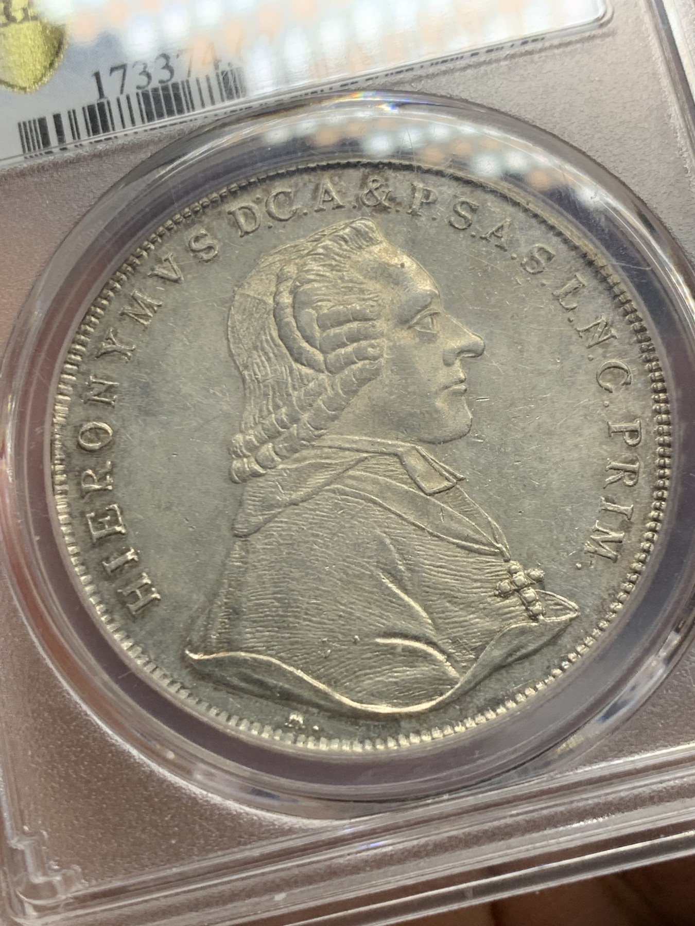 《竞宝斋》第240场-周日，周一 年终尾场 (全场包邮) PCGS-MS62 萨尔斯堡 1799年 1泰勒银币 亚军分 可藏状态