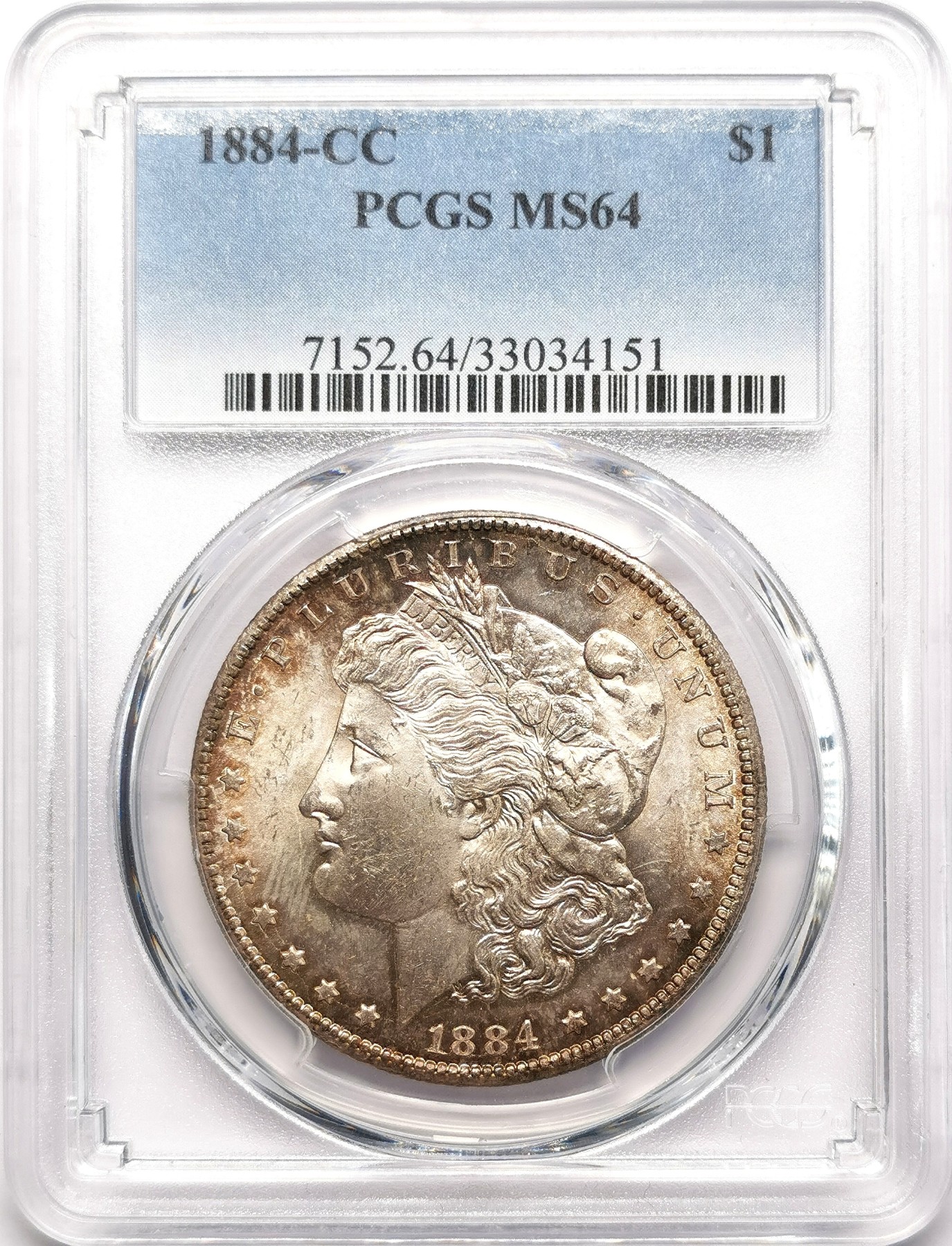 凡希社世界钱币微拍第二百六十期 1884CC美国摩根壹元大银PCGS-MS64迷人的粉光淡彩！