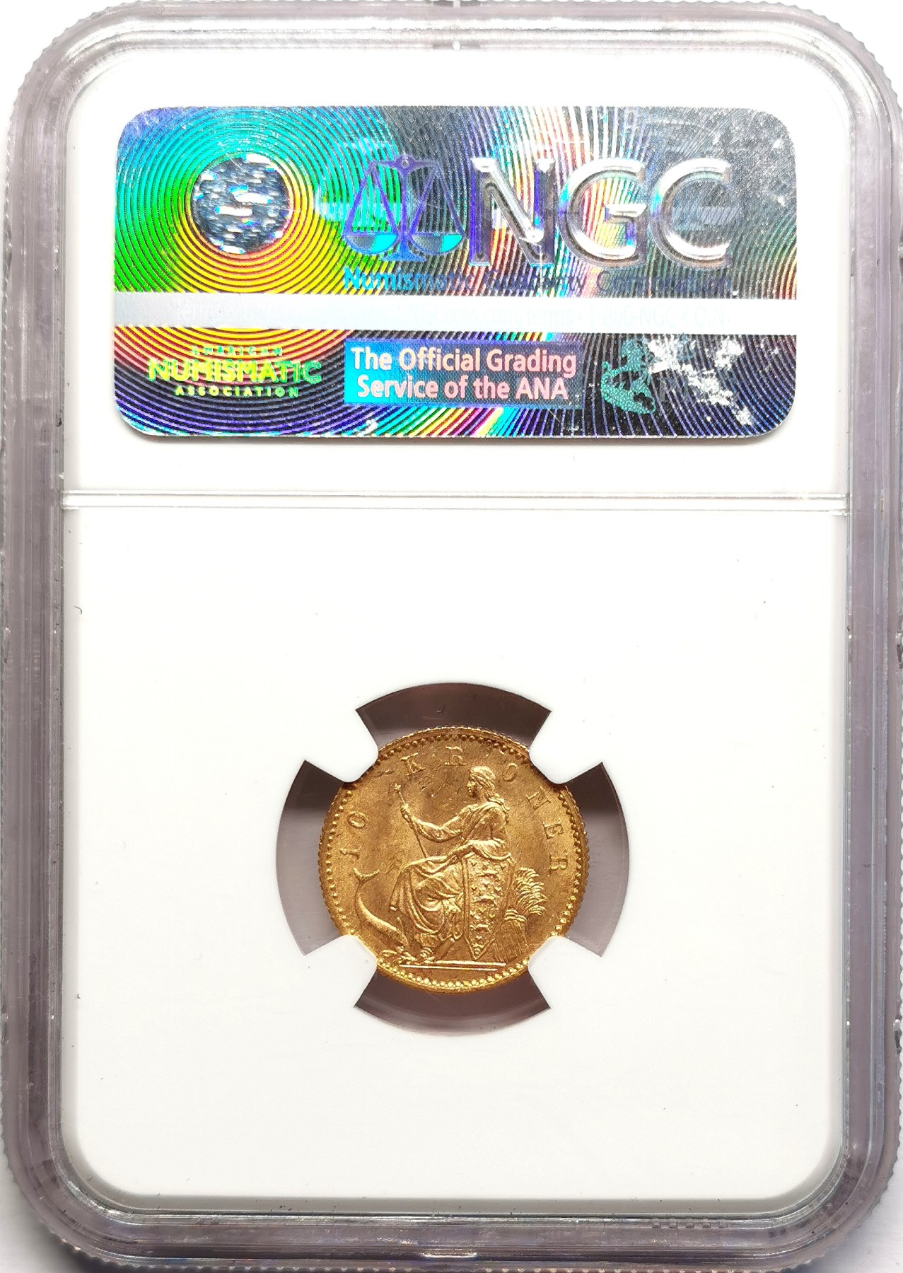 凡希社世界钱币微拍第二百六十期 1900HC丹麦克里斯蒂安九世10克朗金币背海豚女神NGC-MS63 4.48g,900金