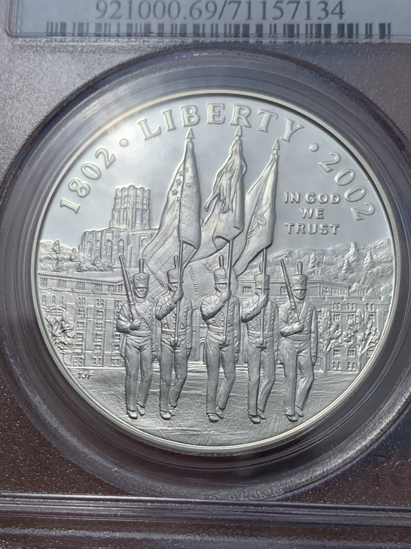 《竞宝斋》第240场-周日，周一 年终尾场 (全场包邮) PCGS-PR69DCAM 美国西点军校成立200周年纪念精制1美元银币。