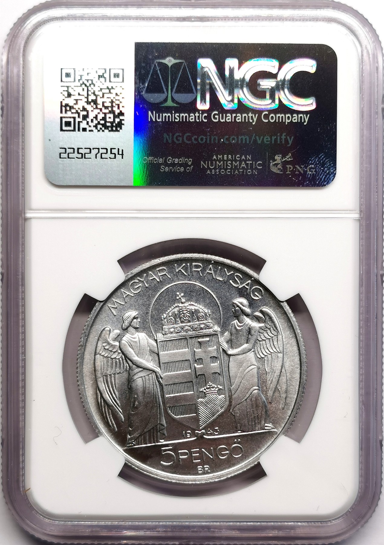 凡希社世界钱币微拍第二百六十期 1943BP匈牙利霍尔蒂5P铝币NGC-MS65