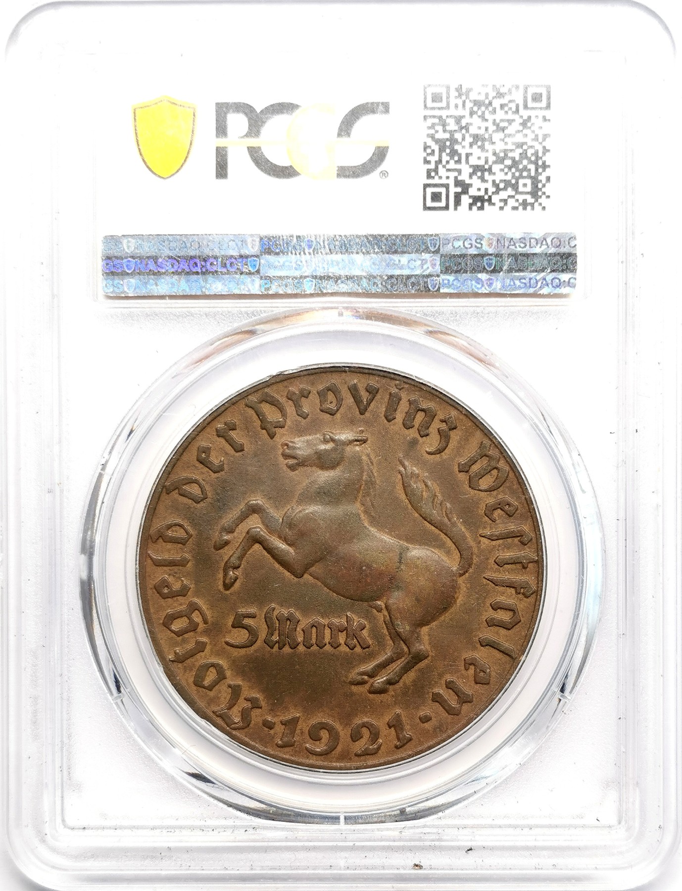 凡希社世界钱币微拍第二百六十期 荐！1923威斯特伐利亚马币5马克PCGS-MS62最稀少的筋币！