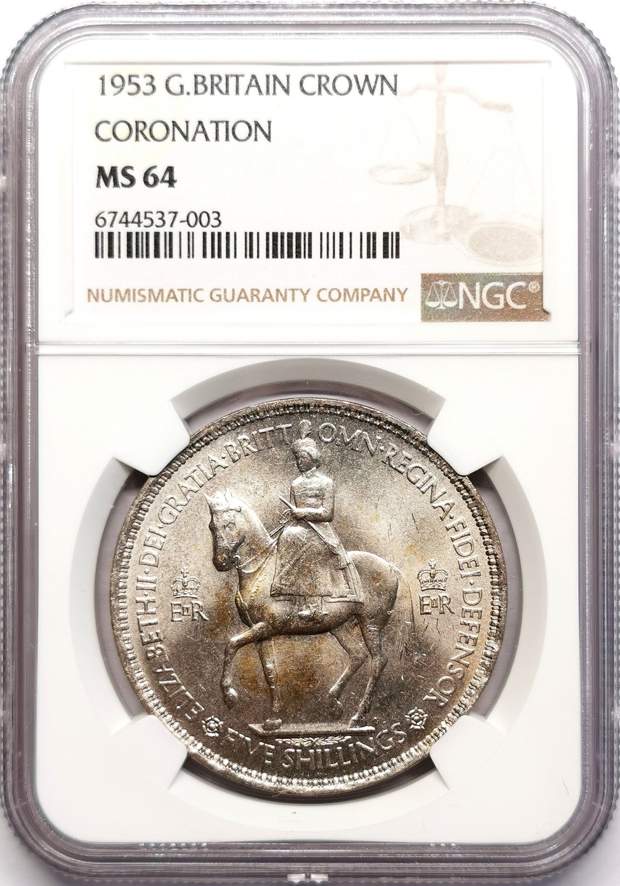 凡希社世界钱币微拍第二百六十期 1953英国伊丽莎白加冕纪念克朗NGC-MS64