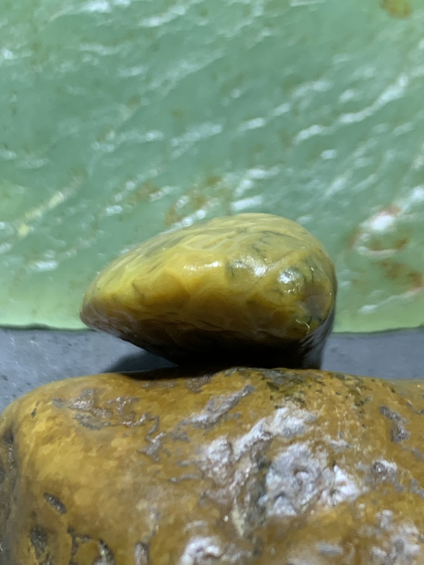 精美戈壁高玉化奶油皮鱼籽纹绿筋脉石原石一颗