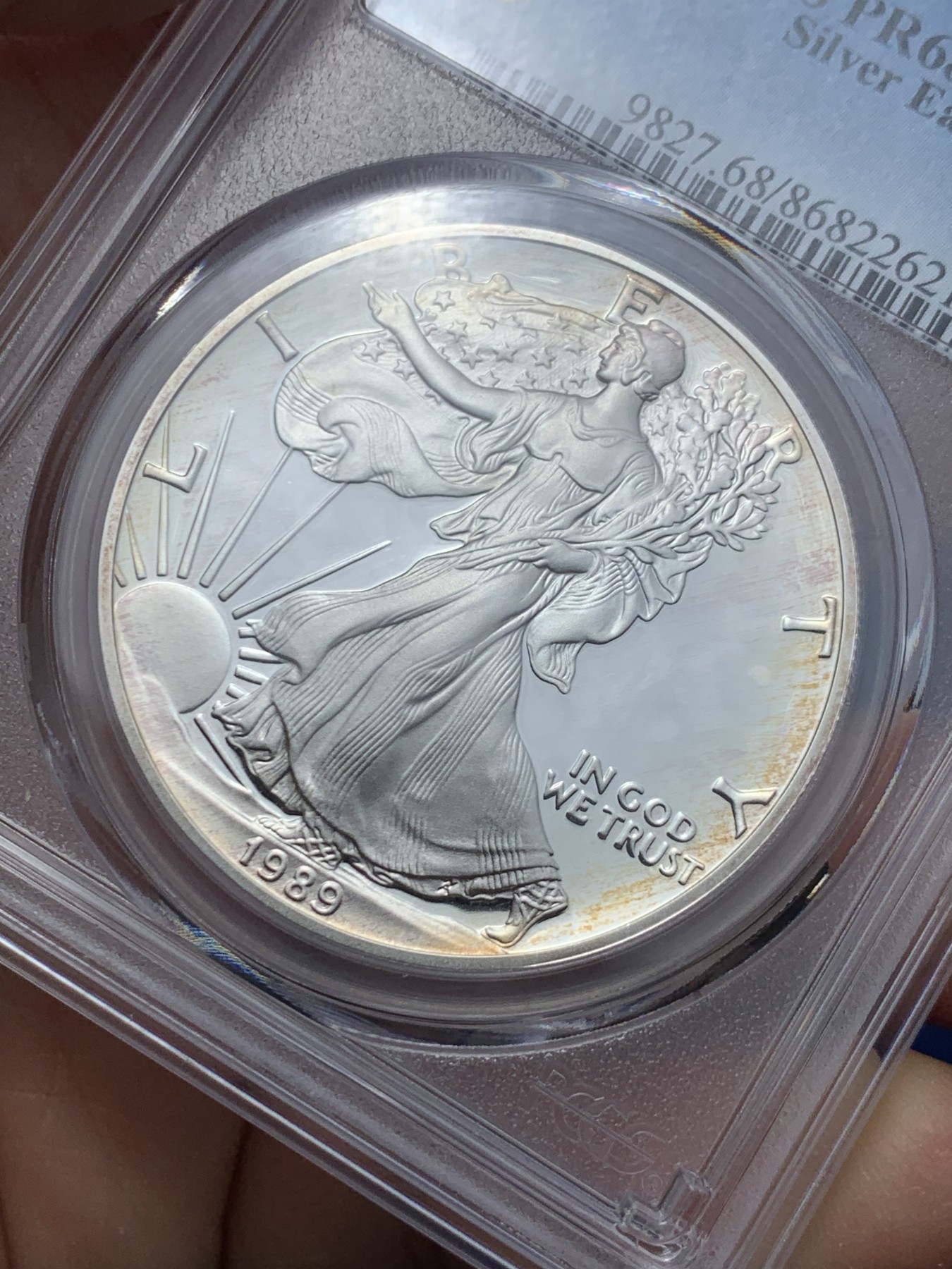 《竞宝斋》第240场-周日，周一 年终尾场 (全场包邮) PCGS PR68DCAM 美国 1989年 行走 女神 1盎司 精制银币