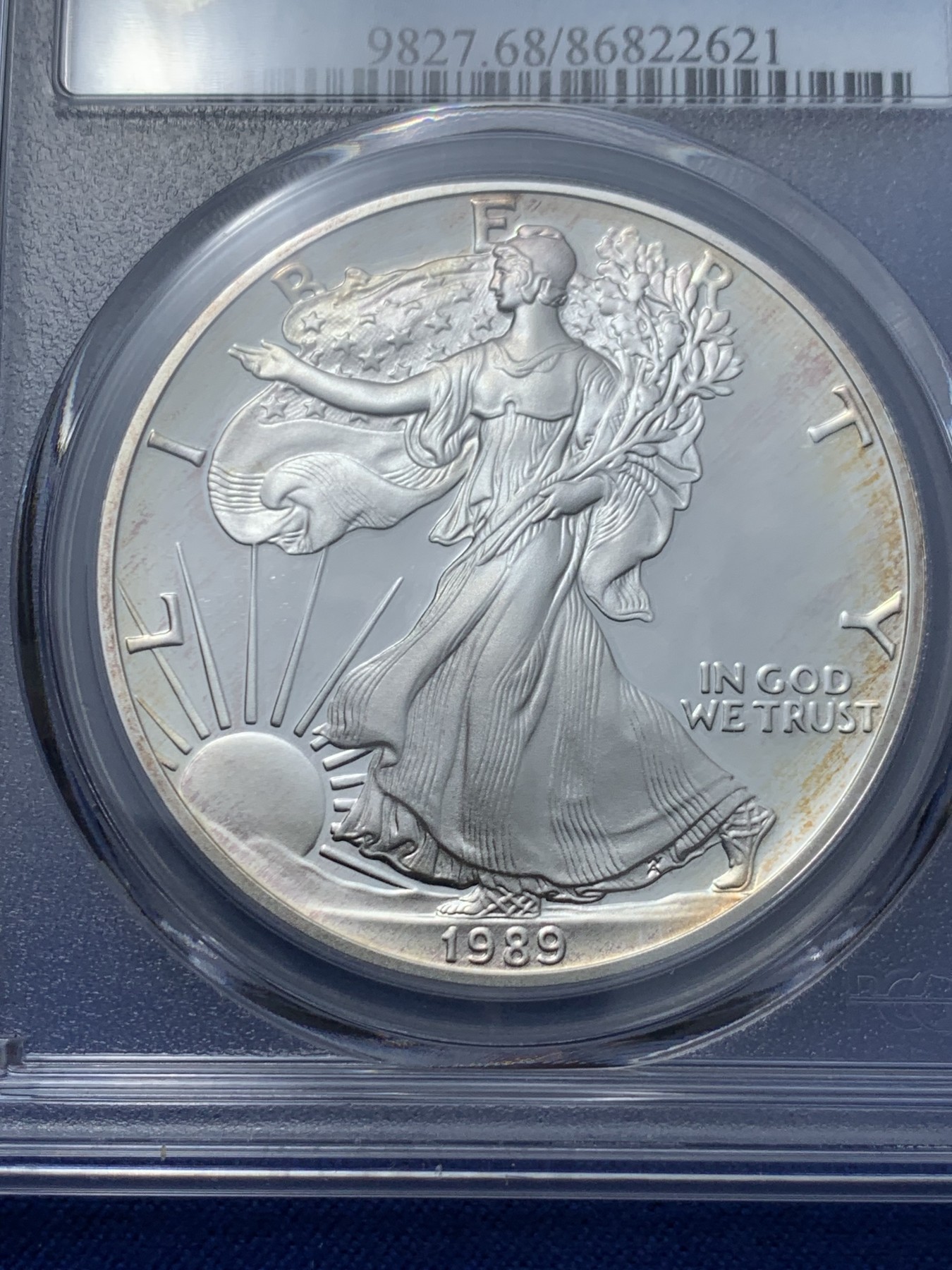 《竞宝斋》第240场-周日，周一 年终尾场 (全场包邮) PCGS PR68DCAM 美国 1989年 行走 女神 1盎司 精制银币