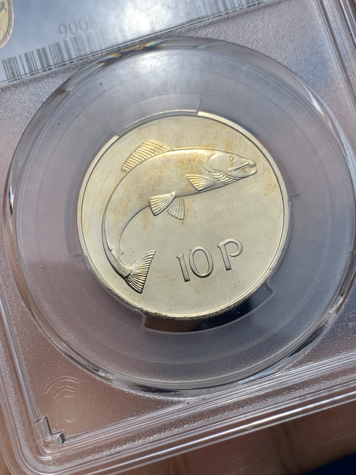 《竞宝斋》第240场-周日，周一 年终尾场 (全场包邮) PCGS PR66CAM 爱尔兰1971三文鱼10便士 受欢迎的爱尔兰动物系列