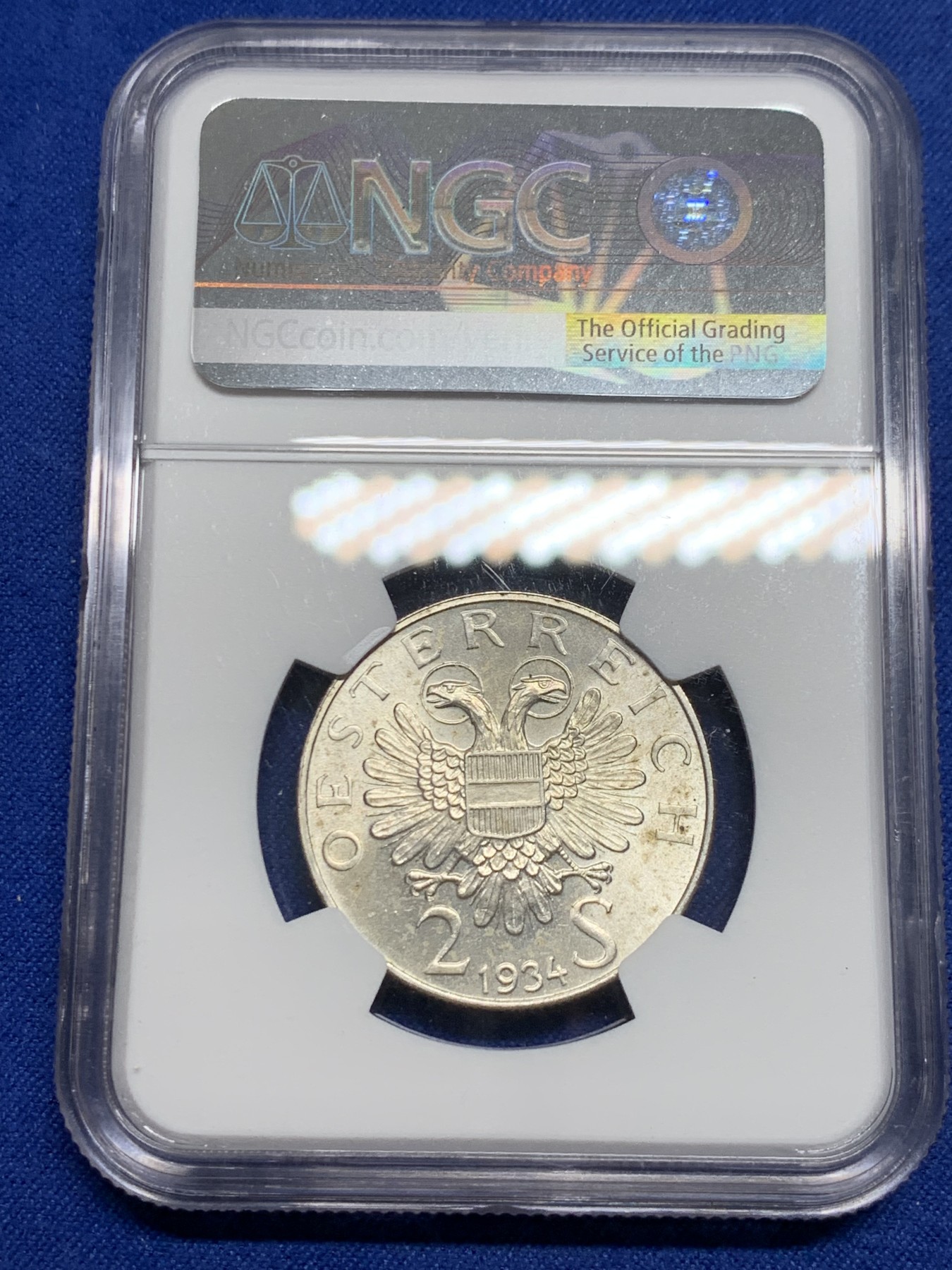 《竞宝斋》第240场-周日，周一 年终尾场 (全场包邮) NGC MS64 奥地利1934年总理逝世纪念2先令银币 转光好品 少见