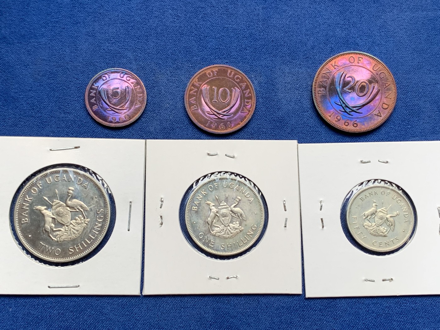 《竞宝斋》第240场-周日，周一 年终尾场 (全场包邮) 6枚一组 乌干达1966年清年份精制套币