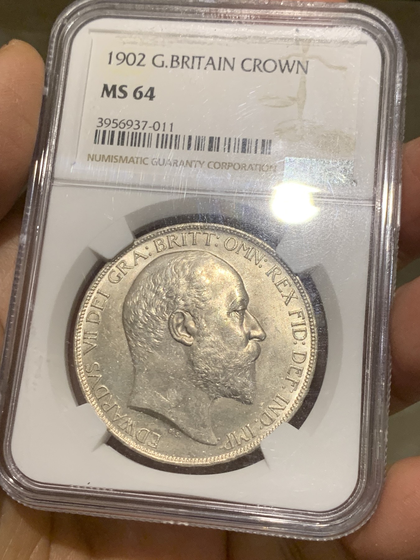 《竞宝斋》第240场-周日，周一 年终尾场 (全场包邮) NGC-MS64 英国1902年爱德华七世马剑克朗银币