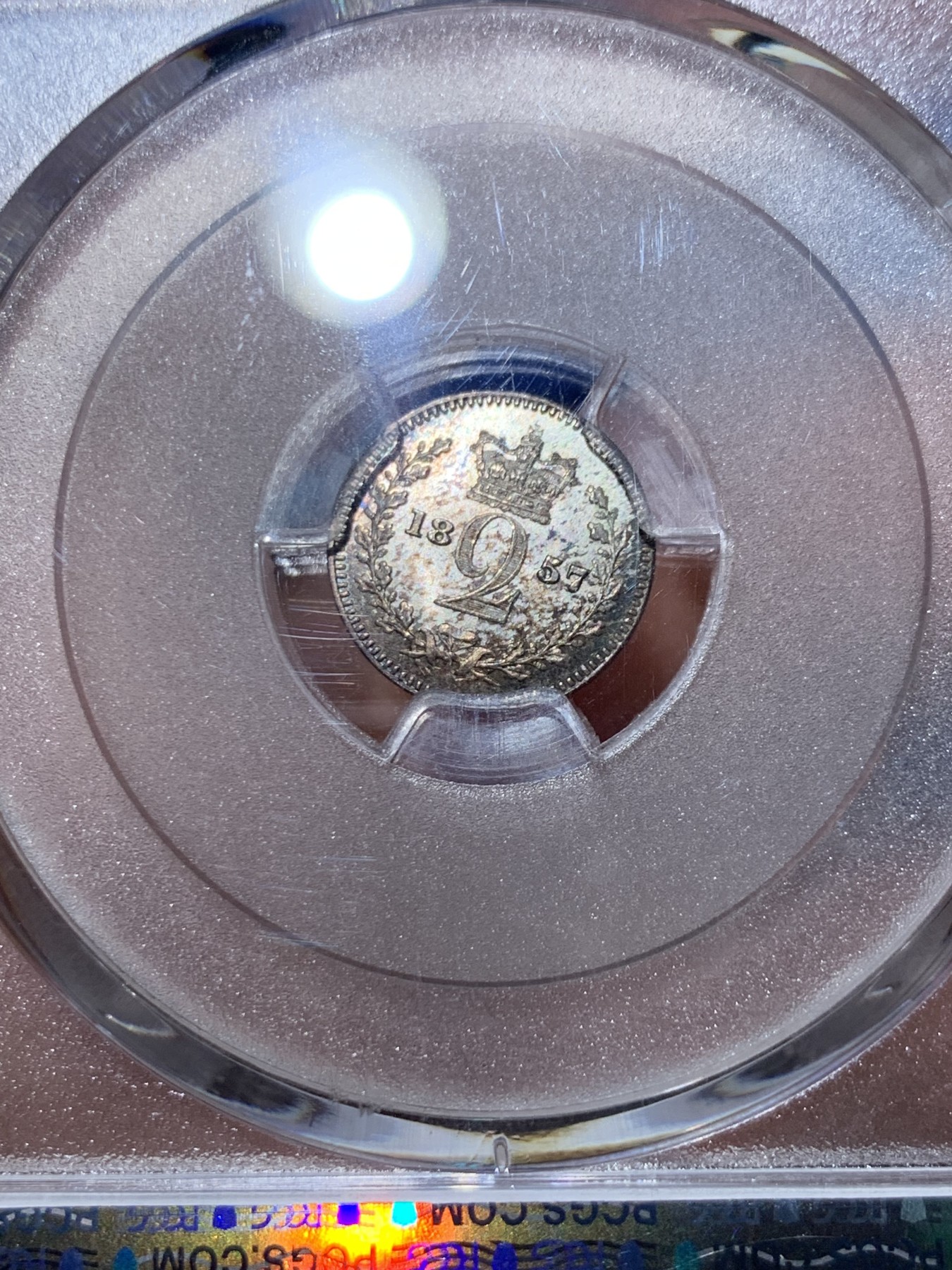 《竞宝斋》第240场-周日，周一 年终尾场 (全场包邮) 4枚一组 PCGS PL63-67 英国1857小维早期濯足币，1D+2D+3D+4D面值，顶级分数PL状态，附送原盒传承有序