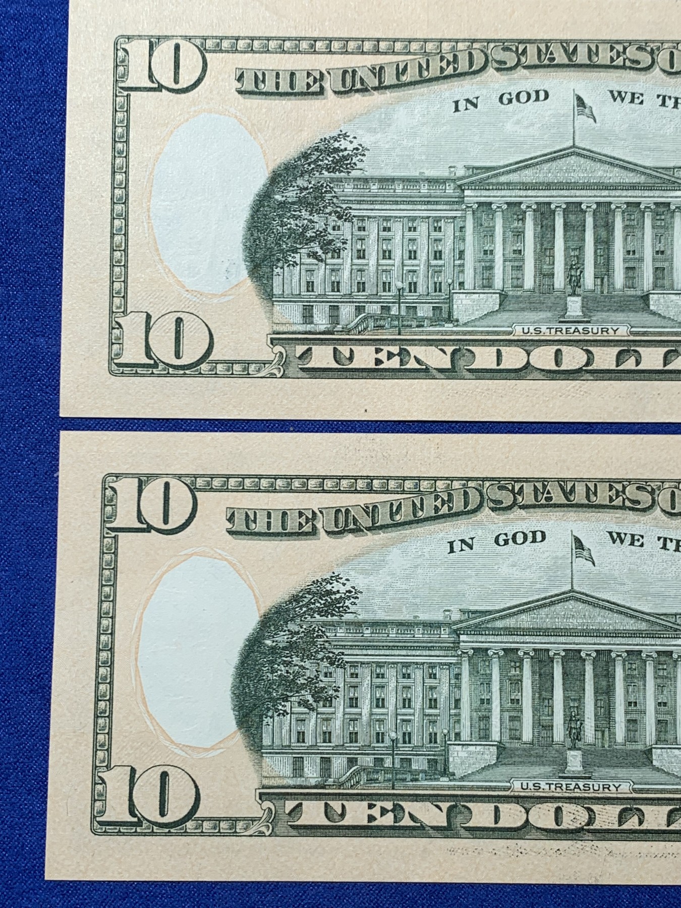 《竞宝斋》第240场-周日，周一 年终尾场 (全场包邮) UNC 美国 2017年 10美元纸币两张 全新EPQ品相 尾666豹子和999豹子 四角尖尖 细节见图